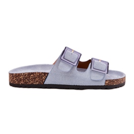 Kvinders flip flops med klemmer på Cork Sole Blue blå