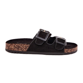Kvinders flip flops med klemmer på Cork Sole Black Sole sort
