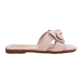 Flad kvinder flip flops med en bue beige