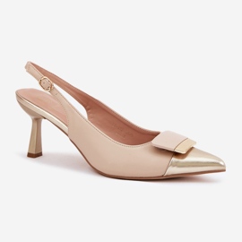 Elegante høje hæle med dekorationsøko læder beige