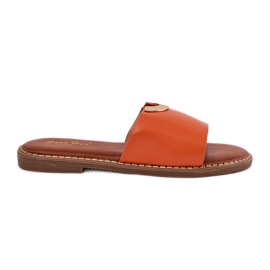 Eco Leather Women's Flip Flops med dekorative orange detaljer