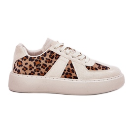Kvinders sneakers med leopardprint på platformen beige