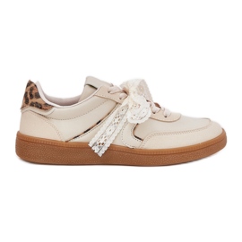 Lav kvinders sneakers med blonder leopard beige