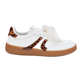 Lav kvinders sneakers med blonder hvid leopardprint