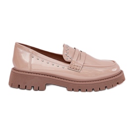 Kvinders loafers lakeret med beige dekoration