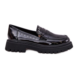 Kvinders loafers lakeret med sort dekoration