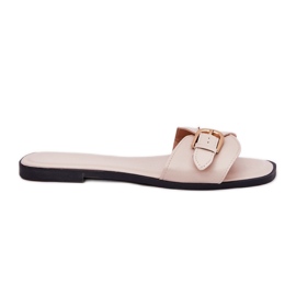 Flade kvinder flip flops med en gylden beige klemme