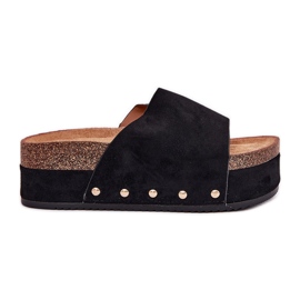 Kvinders flip flops på den massive platform Eco Suede Black sort