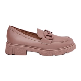 Kvinders øko læder loafers med en dekorativ khaki -detalje beige