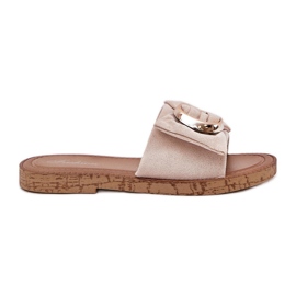 Flad kvinders flip flops med dekorativ detalje beige