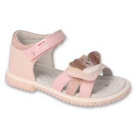 Befado børnesandaler, læder indersål 170X095, pink med dekoration lyserød
