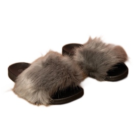 Grå børns flip flops med pels