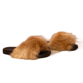Brune børns flip flops med pels