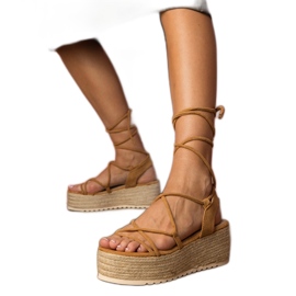 Brun Espadrilles Sandaler på en høj platform