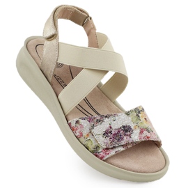 Kvinders komfortable sandaler til velcro beige jezzi 24142