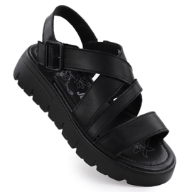 Kvinders lædersandaler på platformen Roman Black Jezzi 8716 sort
