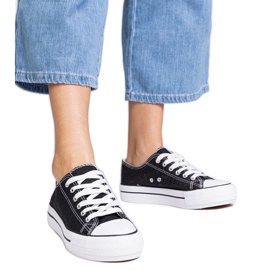 Sorte kvinders glitter sneakers