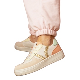 Beige sneakers sneakers dekoreret med glitter