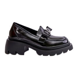 S.Barski Kvinders læder loafers med en bue og hjerte LZ42-032 sort