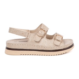 Goodin Beige sandaler med gyldne elementer