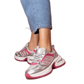Sølv-lyserøde kvinders sports-sneakers