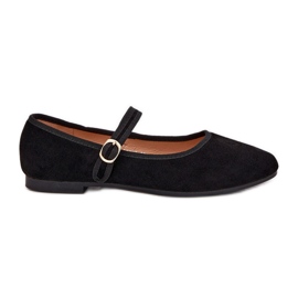 Ballerinaer med bælte og spænde Eco Suede Black Suede sort