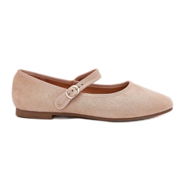 Ballerinaer med bælte og spænde Eco Suede Beige