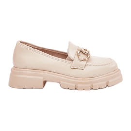 Kvinders øko læder loafers med gylden detalje beige