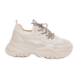 Kvinders sneakers på en dekorativ platform beige snøring