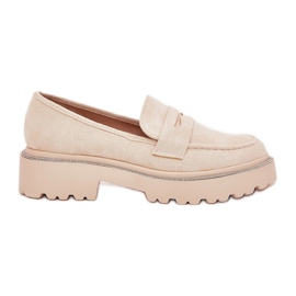 Kvinders øko -moccasins med zirkoner beige