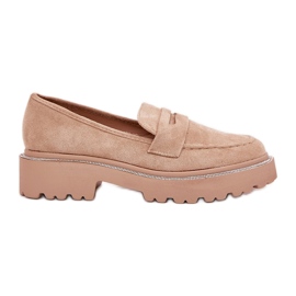 Kvinders øko -moccasins med khaki zirkoner beige