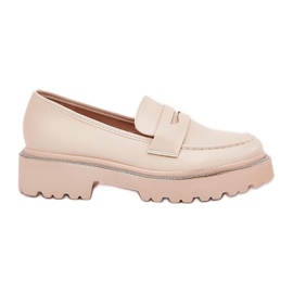 Kvinders øko læder loafers med zirkoner beige