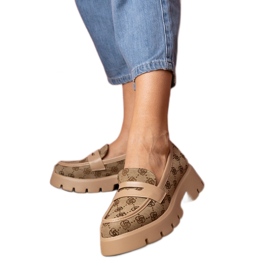 Kvinders brune loafers med broderi