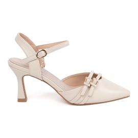 Goodin Lys beige pumper med en åben hæl