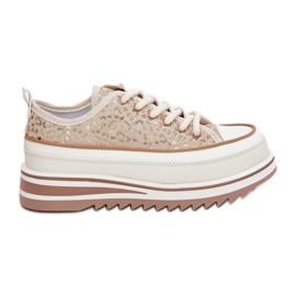 S.Barski Kvinders sneakers på en massiv platform S. Barski BF51-101 Beige
