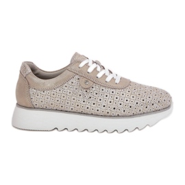 S.Barski Suede Openwork-sneakers på LR51-927 Zloty Platform gylden