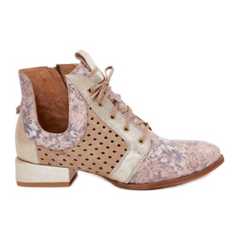 Læderstøvler Maciejka Boots 05541-04 Beige-guld