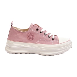 Sneakers til kvinder på en massiv sål Big Star NN274129 Pink