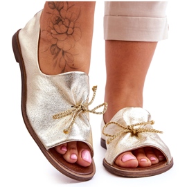 Women's Leather Ballerinas Zazoo 2660/064 PLN gylden