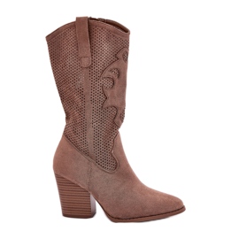 S.Barski Cowboy Boots Openwork Boots på S. Barski Hy51-606 Post Brown brun