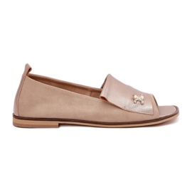 Læder elegante ballerinas med bare fingre Zazoo 1865 beige