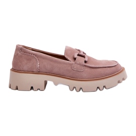 S.Barski Ruskind læder kvinders loafers med dekoration tw117 pink lyserød