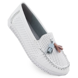Kvinders Openwork Loafers med White Evento 5372 Fringes hvid