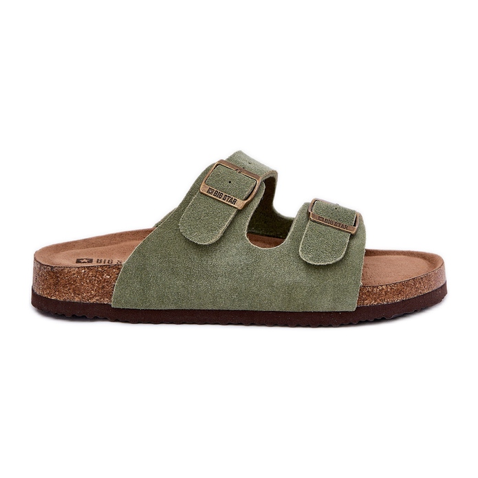 Big Star Kvinders ruskind flip flops med stor stjerne RR274A393 grønne klemmer