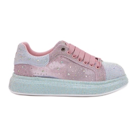 Dekorerede sneakers på GoE RR2N4009 Multikolor Platform lyserød