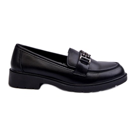 S.Barski Women's Eco-Leather Moccasins med et ornament af S. Barski HY372 Sort