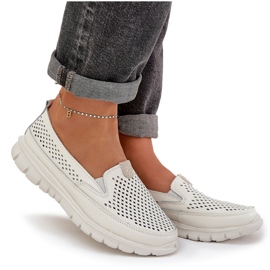 Evento Let læder åbent arbejde loafers 24pb18-6870 hvid