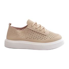 Openwork sneakers sneakers på den beige platform