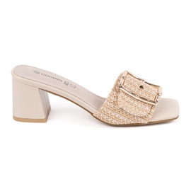 Goodin Tweed beige hjemmesko på stolpen