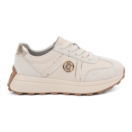 Goodin Beige læder sneakers på en tyk sål